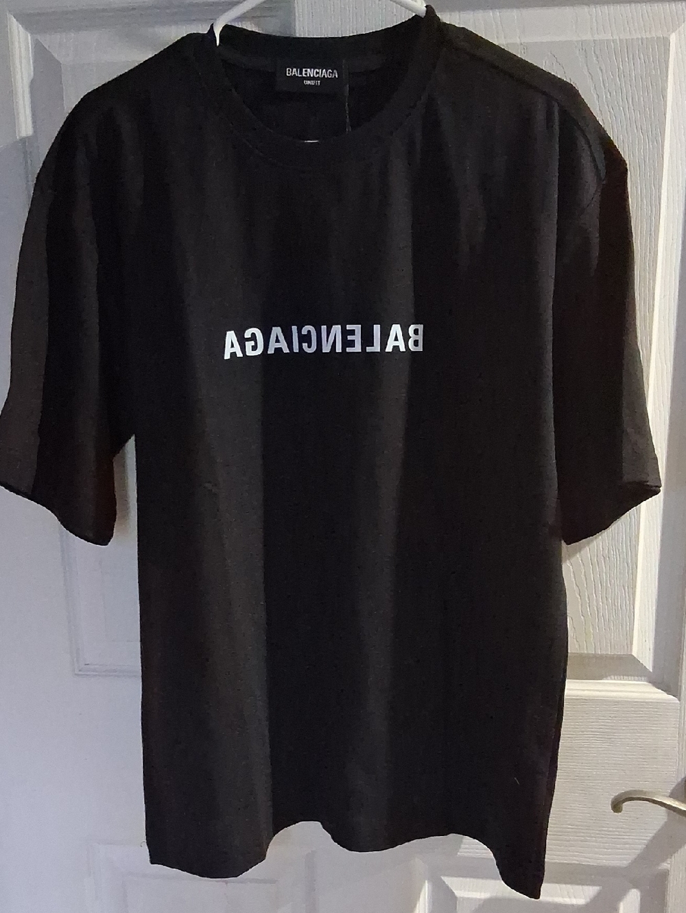 NWT Mens Balenciaga Mirror Black Short-Sleeve Logo Tee